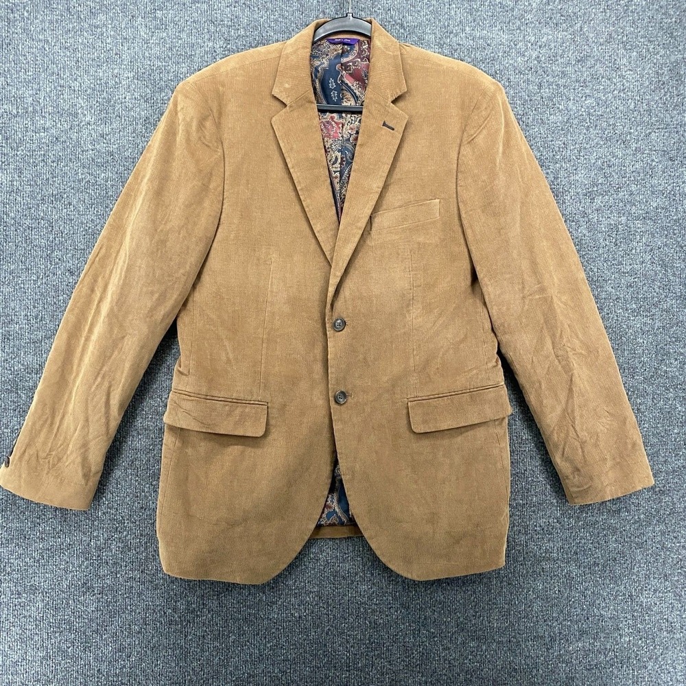 Alan Flusser Corduroy Jacket Mens M Brown Two Button Up Casual Sport Coat Preppy